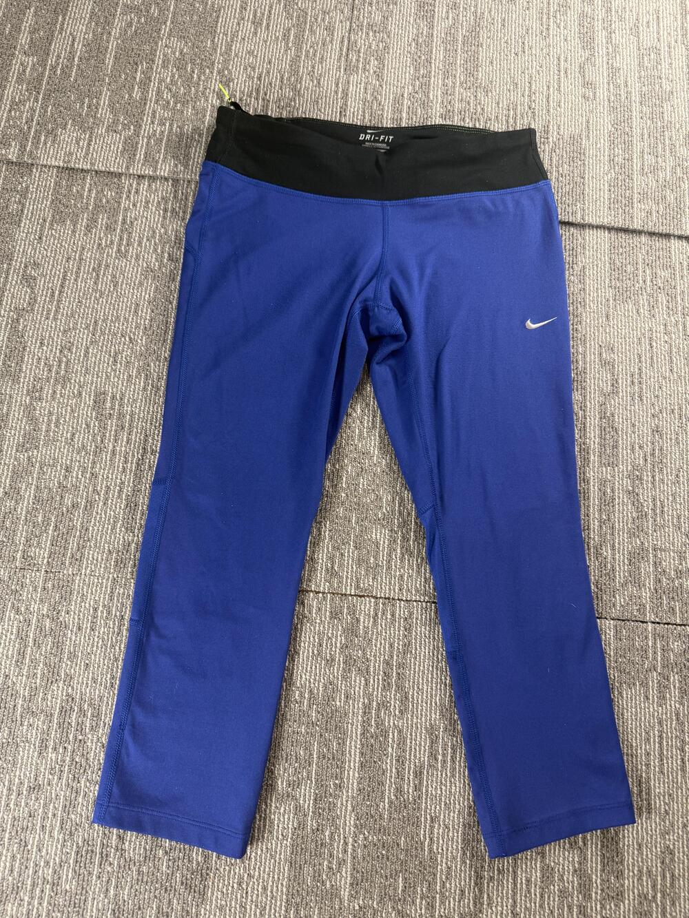 Nike Capri Leggings Womens Medium Blue Dri-FIT Running Reflective Zip Pocket